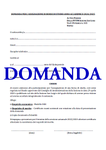 Domanda Borsa di Studio 2024-25