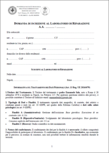 Modulo di iscrizione